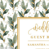 Geraffineerd bosgroen laat gouden huwelijkswensen  gastenboek