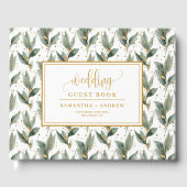Geraffineerd bosgroen laat gouden huwelijkswensen  gastenboek (Voorkant)