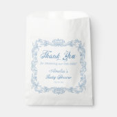 Geraffineerd Dusty Blue Baroque Lijst Baby shower Bedankzakje (Voorkant)