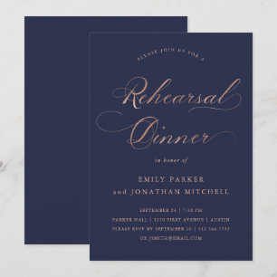 geraffineerd   Faux Roos Gold op Navy Repetitie Di Kaart