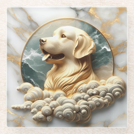 Geraffineerd Golden Retriever Marble Patroon Glazen Onderzetter (Voorkant)