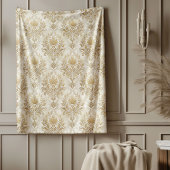 Geraffineerd ivoor Damask Delicate Waterverf Desig Fleece Deken