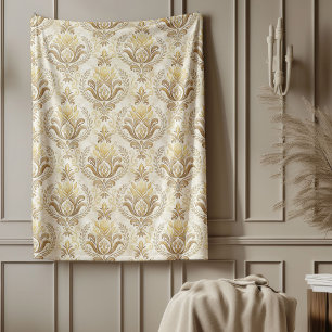 Geraffineerd ivoor Damask Delicate Waterverf Desig Fleece Deken