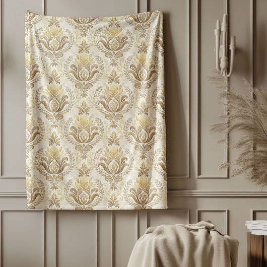Geraffineerd ivoor Damask Delicate Waterverf Desig Fleece Deken