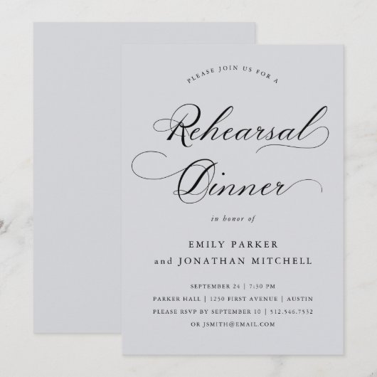 geraffineerd | Kalligrafie Zachte Grijze repetitie Kaart (Voorkant / Achterkant)