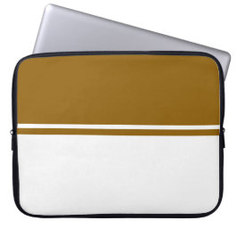 Geraffineerd Sportief Gouden Bruin Wit Kleurblok Laptop Sleeve