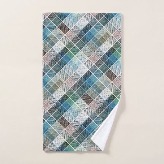 geraffineerd, tartan, gebrand, klassiek, blauw, wi bad handdoek (Handdoek)