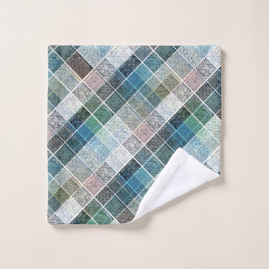 geraffineerd, tartan, gebrand, klassiek, blauw, wi bad handdoek (Wasdoekje)