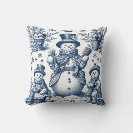 Geraffineerd Toile Blue Snowman patroon Kussen