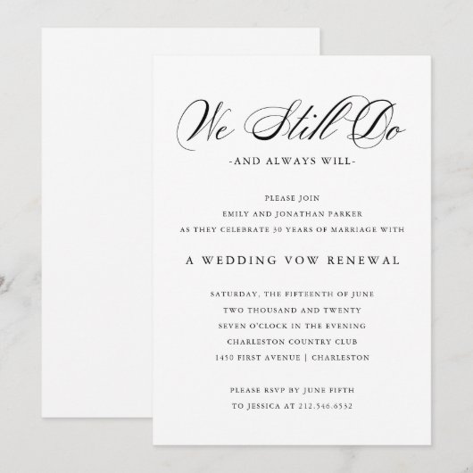 geraffineerd | Zwart-wit huwelijksgelofte vernieuw Kaart (Voorkant / Achterkant)