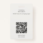 Geraffineerde Beige Gouden Veer Mobiele Notaris QR Badge (Achterkant)