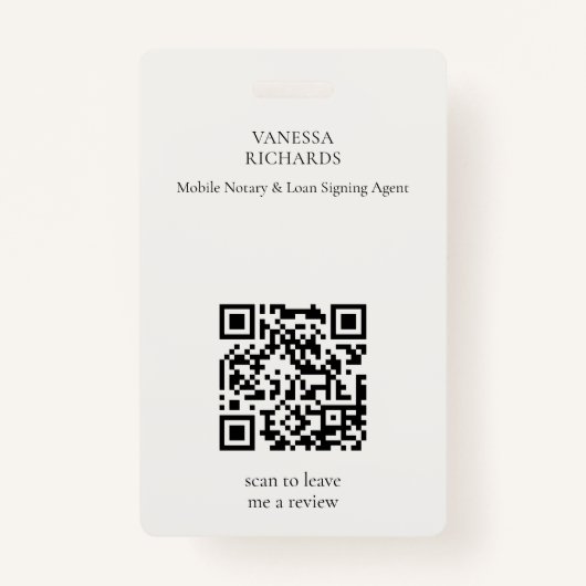 Geraffineerde Beige Gouden Veer Mobiele Notaris QR Badge (Achterkant)