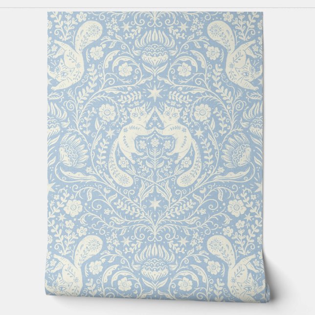 Geraffineerde Boheemse katten - Blauwe Mist Behang (Afrollen)