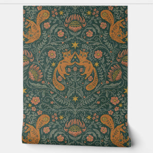 Geraffineerde Boheemse Katten - Moody Blauwgroen & Behang