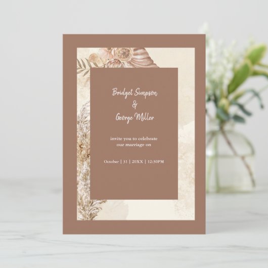 Geraffineerde Boho Chic Neutral Wedding Kaart (Staand voorkant)
