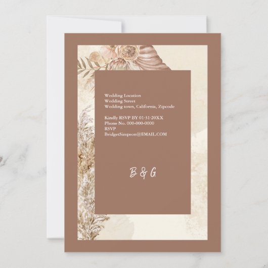 Geraffineerde Boho Chic Neutral Wedding Kaart (Achterkant)