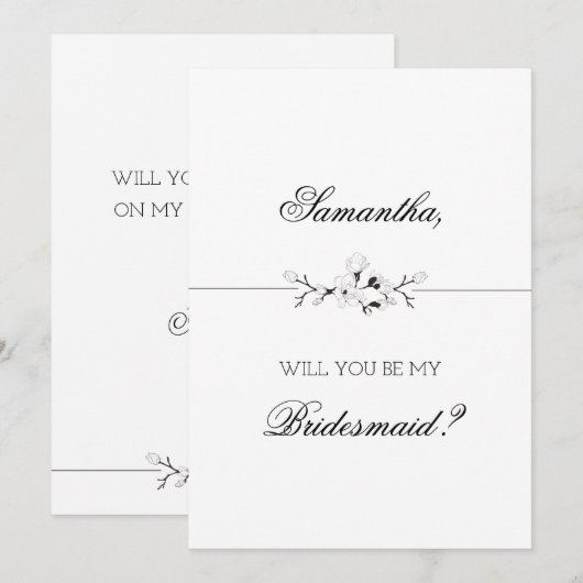 Geraffineerde bridesmaïde kaart (Voorkant / Achterkant)