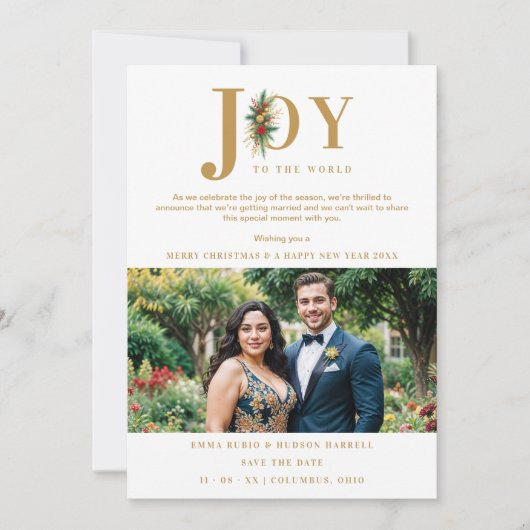 Geraffineerde & Chique Poinsettias Garland Trouwfo Save The Date (Voorkant)