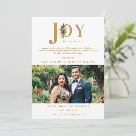 Geraffineerde & Chique Poinsettias Garland Trouwfo Save The Date (Staand voorkant)