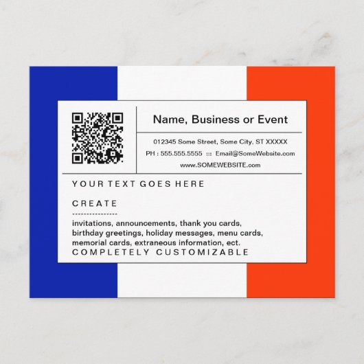 geraffineerde code QR: Frankrijk Uitnodiging Briefkaart (Voorkant)