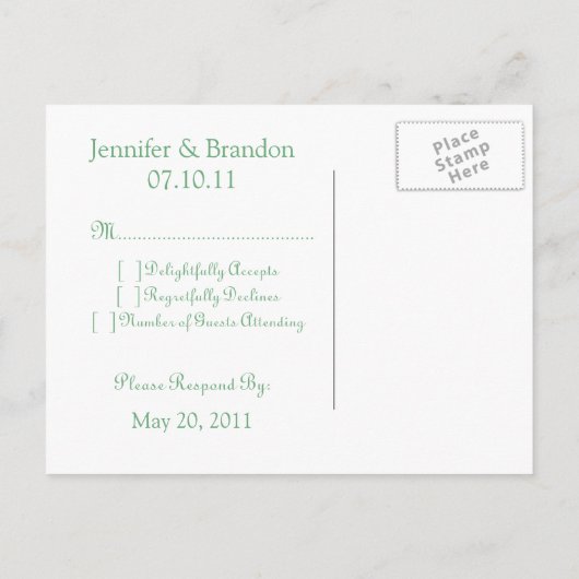 Geraffineerde Glam RSVP-kaart Uitnodiging Briefkaart (Achterkant)