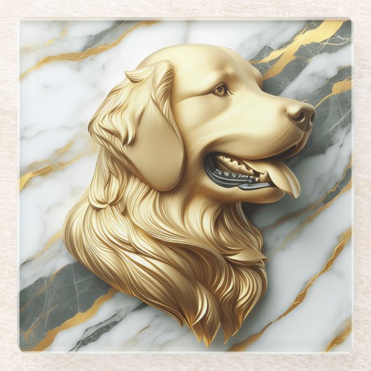 Geraffineerde Golden Retriever Marble Expression Glazen Onderzetter (Voorkant)