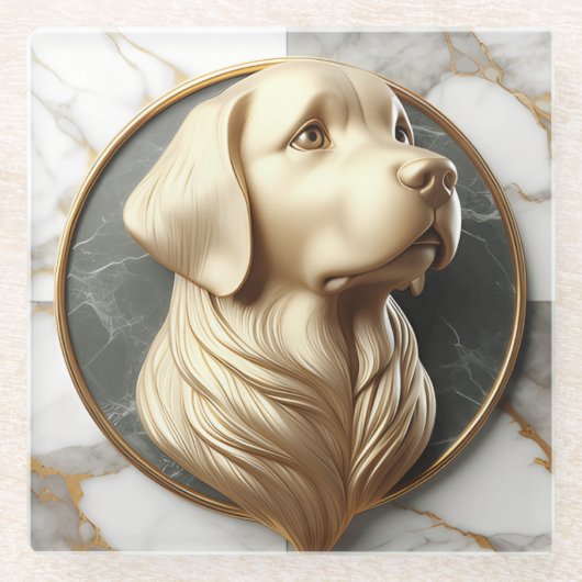 Geraffineerde Golden Retriever Marble Impression Glazen Onderzetter (Voorkant)