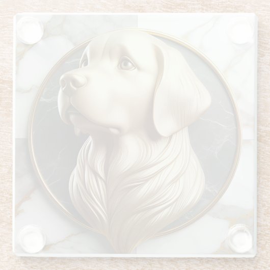 Geraffineerde Golden Retriever Marble Impression Glazen Onderzetter (Achterkant)