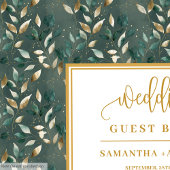 Geraffineerde Hunter Green en Gold bruiloft gasten Gastenboek