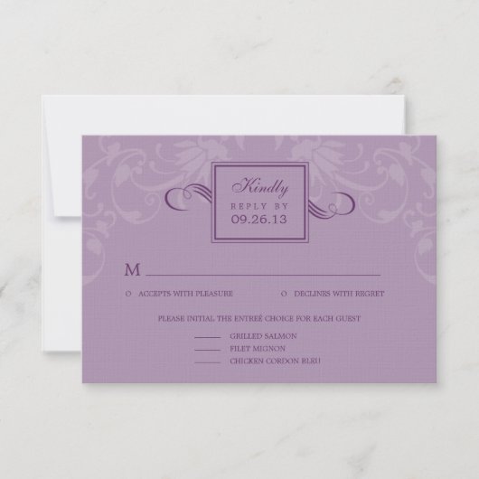 Geraffineerde legance Wedding RSVP-kaarten - Paars RSVP Kaartje (Voorkant)
