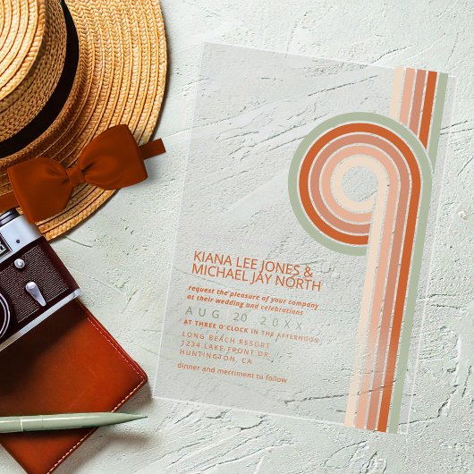 Geraffineerde lijnen Geometric Wedding Terra Cotta Acryl Uitnodigingen