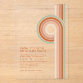 Geraffineerde lijnen Geometric Wedding Terra Cotta Acryl Uitnodigingen (Voorkant)
