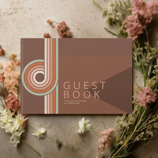 Geraffineerde lijnen Geometric Wedding Terra Cotta Gastenboek