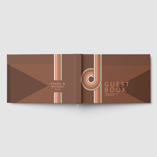 Geraffineerde lijnen Geometric Wedding Terra Cotta Gastenboek (Volledig)