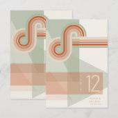 Geraffineerde lijnen Geometric Wedding Terra Cotta Kaart (Voorkant / Achterkant)