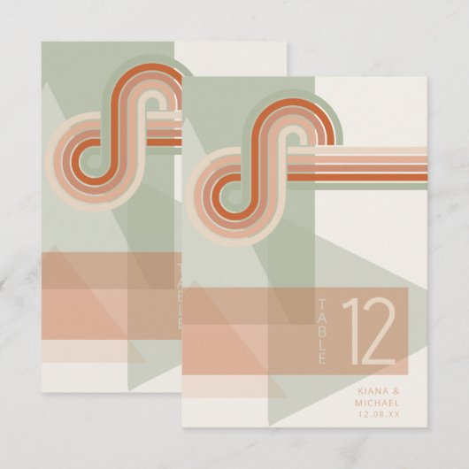 Geraffineerde lijnen Geometric Wedding Terra Cotta Kaart (Voorkant / Achterkant)