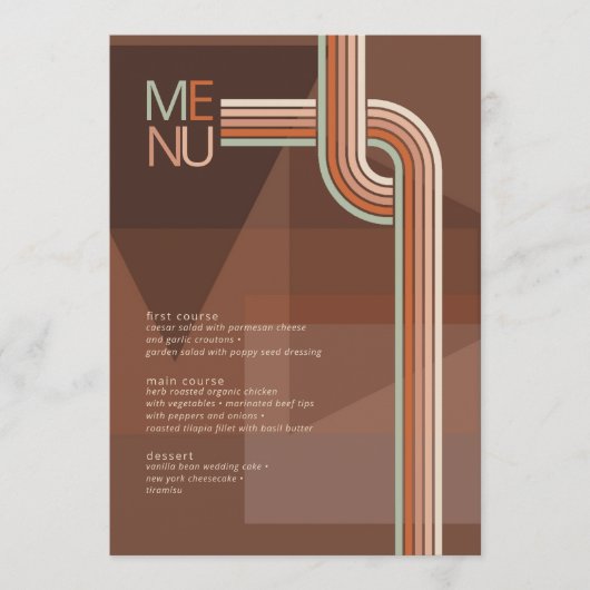 Geraffineerde lijnen Geometric Wedding Terra Cotta Menu (Voorkant)