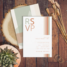 Geraffineerde lijnen Geometric Wedding Terra Cotta RSVP Kaartje