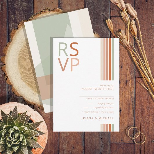 Geraffineerde lijnen Geometric Wedding Terra Cotta RSVP Kaartje