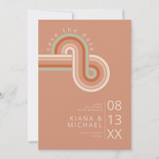 Geraffineerde lijnen Geometric Wedding Terra Cotta Save The Date (Voorkant)