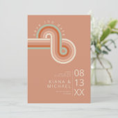 Geraffineerde lijnen Geometric Wedding Terra Cotta Save The Date (Staand voorkant)