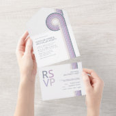 Geraffineerde lijnen Geometric Wedding Violet ID98 All In One Uitnodiging (Afscheurbaar)