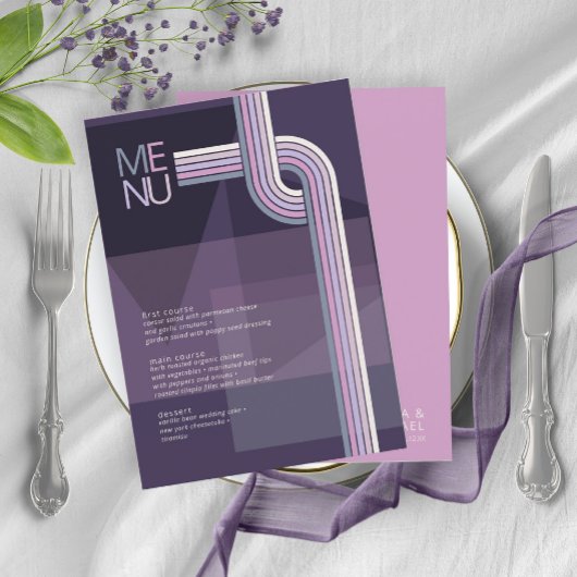 Geraffineerde lijnen Geometric Wedding Violet ID98 Menu