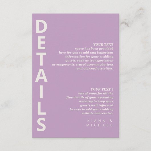 Geraffineerde lijnen geometrische details Violet I Informatiekaartje (Voorkant)