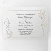 Geraffineerde luxe goudbruiloft drieluik uitnodiging (Binnenzijde eerst)