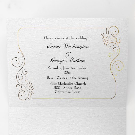 Geraffineerde luxe goudbruiloft drieluik uitnodiging (Binnenzijde eerst)