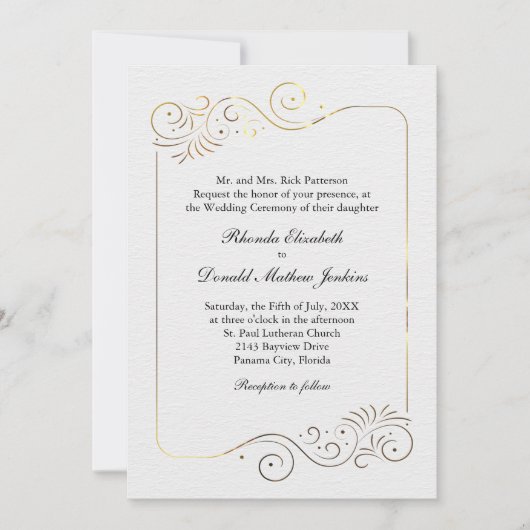 Geraffineerde luxe goudbruiloft kaart (Voorkant)