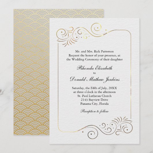 Geraffineerde luxe goudbruiloft kaart (Voorkant / Achterkant)