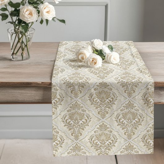Geraffineerde Neutral Damask Table Runner  Stijl Lange Tafelloper