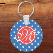 Geraffineerde Patriot Monogrammed Sleutelhanger (Voorkant)